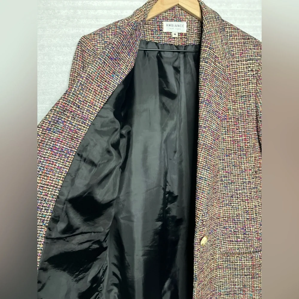 AMBIANCE New York Vintage Tweed Silk Women’s Blazer Jacket multicolor size M - Picture 10 of 14